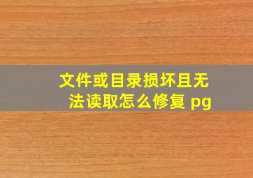 文件或目录损坏且无法读取怎么修复 pg